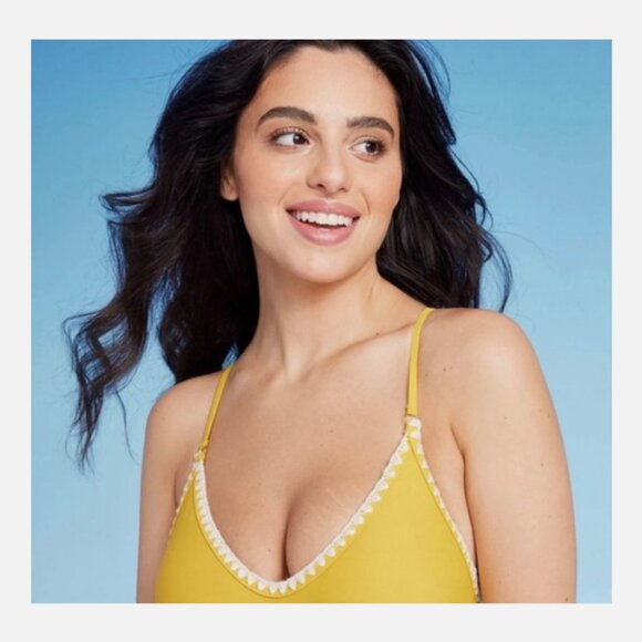 Women's Shell Stitch Bralette One Piece Swimsuit - Shade & Shore Yellow XS - Picture 5 of 5